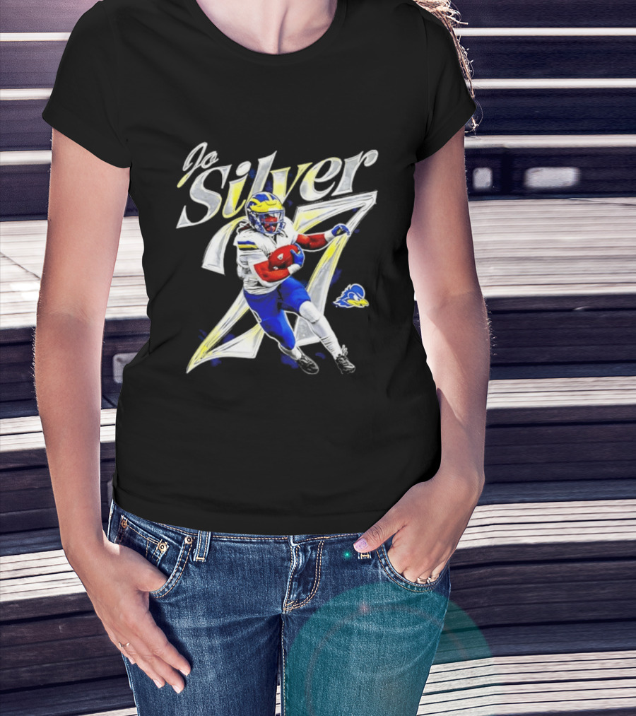 Jo Silver 27 Delaware Blue Hens Football Player NCAA T-Shirt