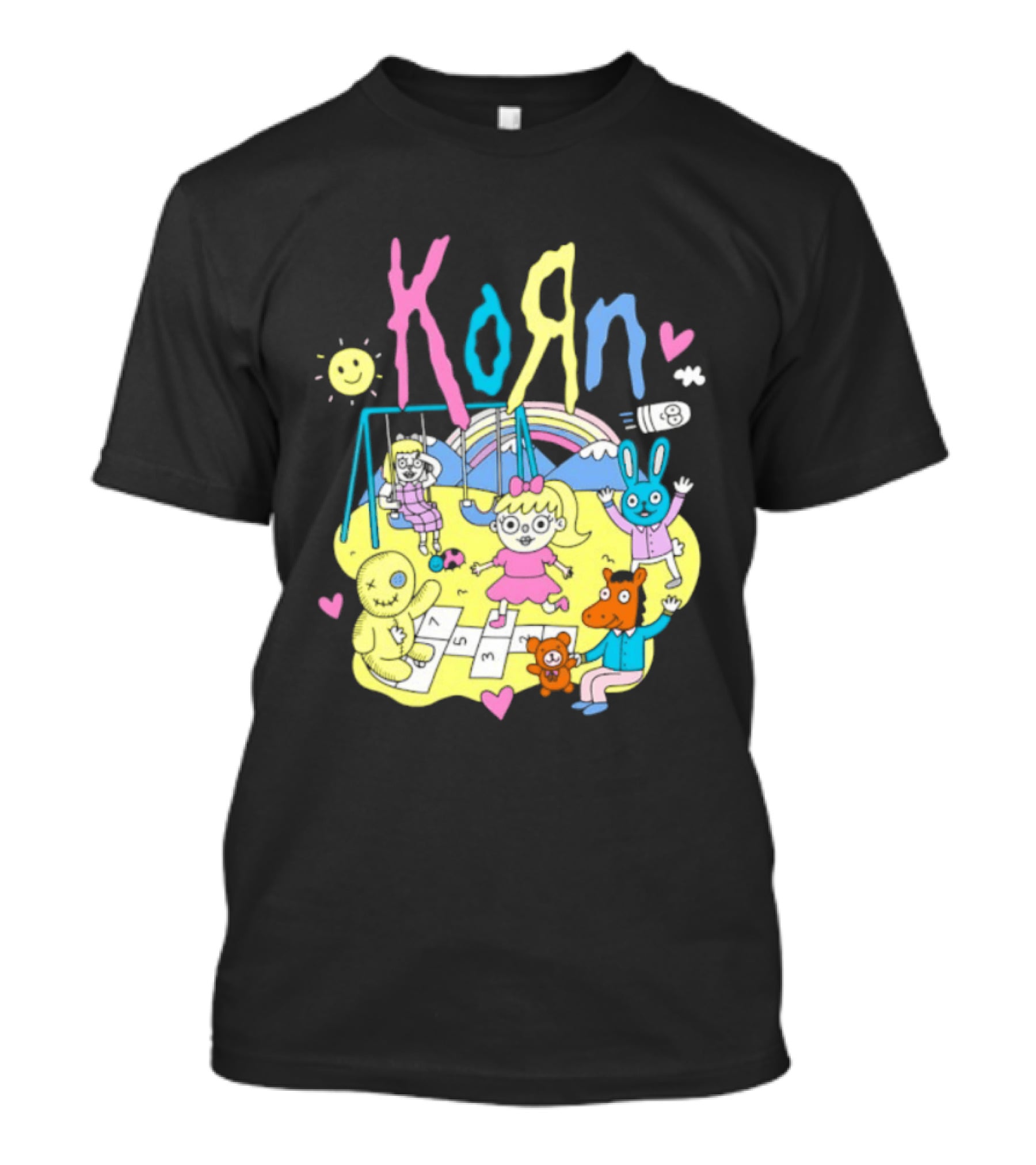 Korn Playground Cartoon Pastel Nu Metal Band T-Shirt