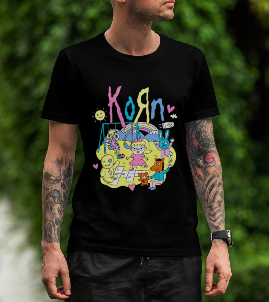 Korn Playground Cartoon Pastel Nu Metal Band T-Shirt
