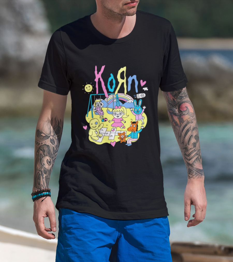 Korn Playground Cartoon Pastel Nu Metal Band T-Shirt