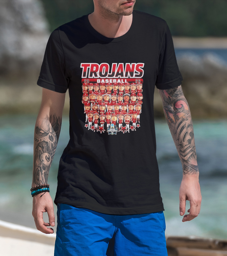 Trojans 2026 Baseball Team Caricatures NCAA College World Series T-Shirt