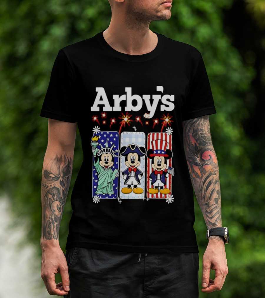 Arby's Mickey Mouse America 250th Anniversary Celebration With Statue Of Liberty And Uncle Sam Styles T-Shirt