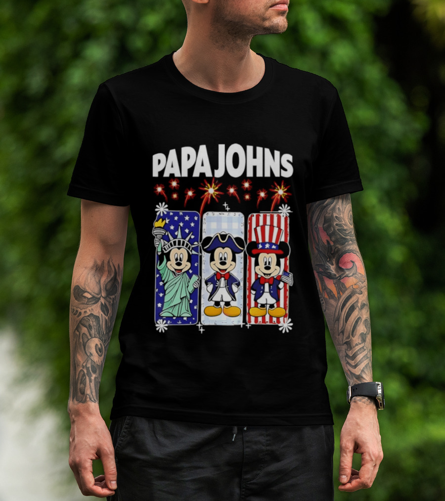Papa Johns Mickey Mouse America 250th Anniversary Celebration T-Shirt