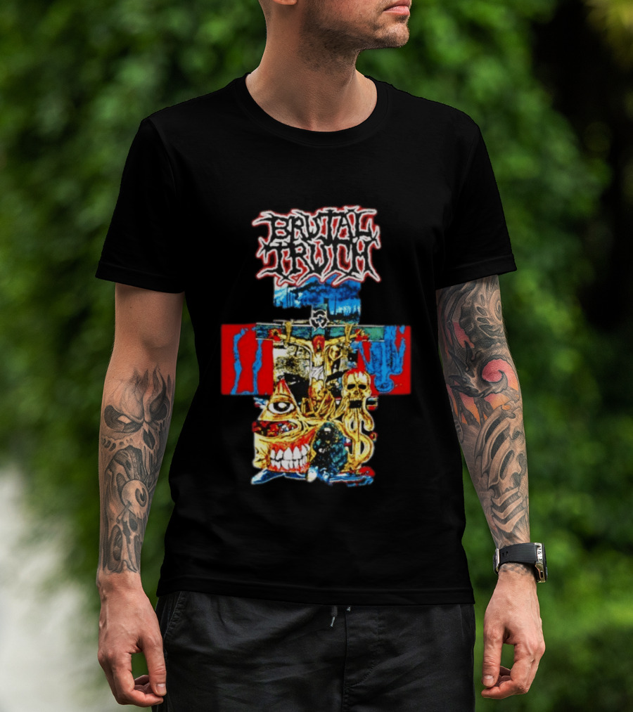 Brutal Truth Crucifix Skull Grindcore Band T-Shirt