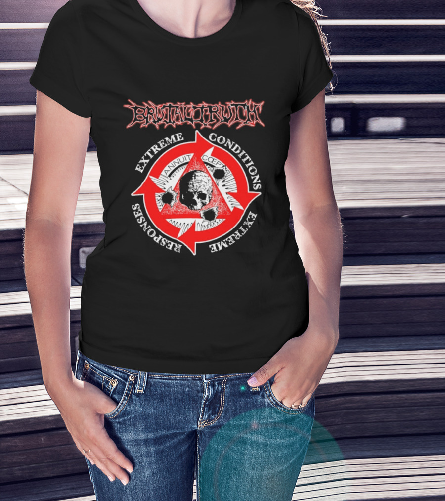 Brutal Truth Extreme Conditions Extreme Responses Skull Triangle Arrows T-Shirt