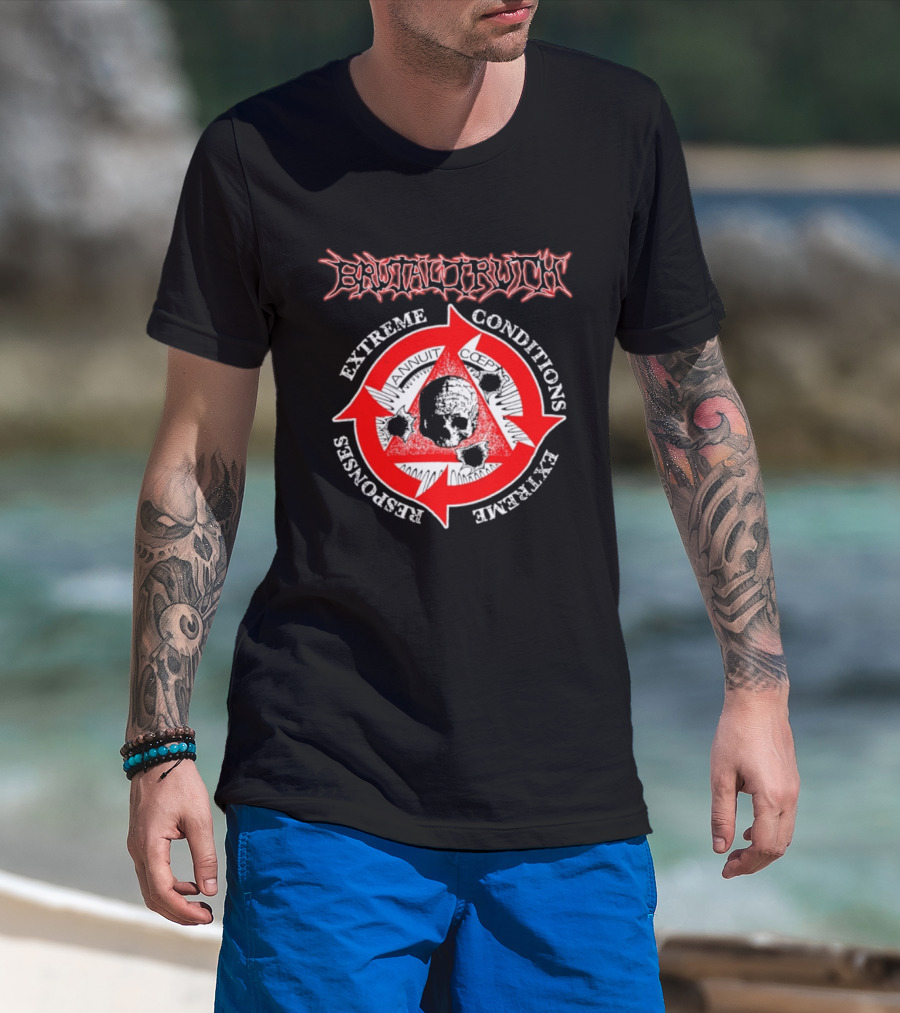 Brutal Truth Extreme Conditions Extreme Responses Skull Triangle Arrows T-Shirt