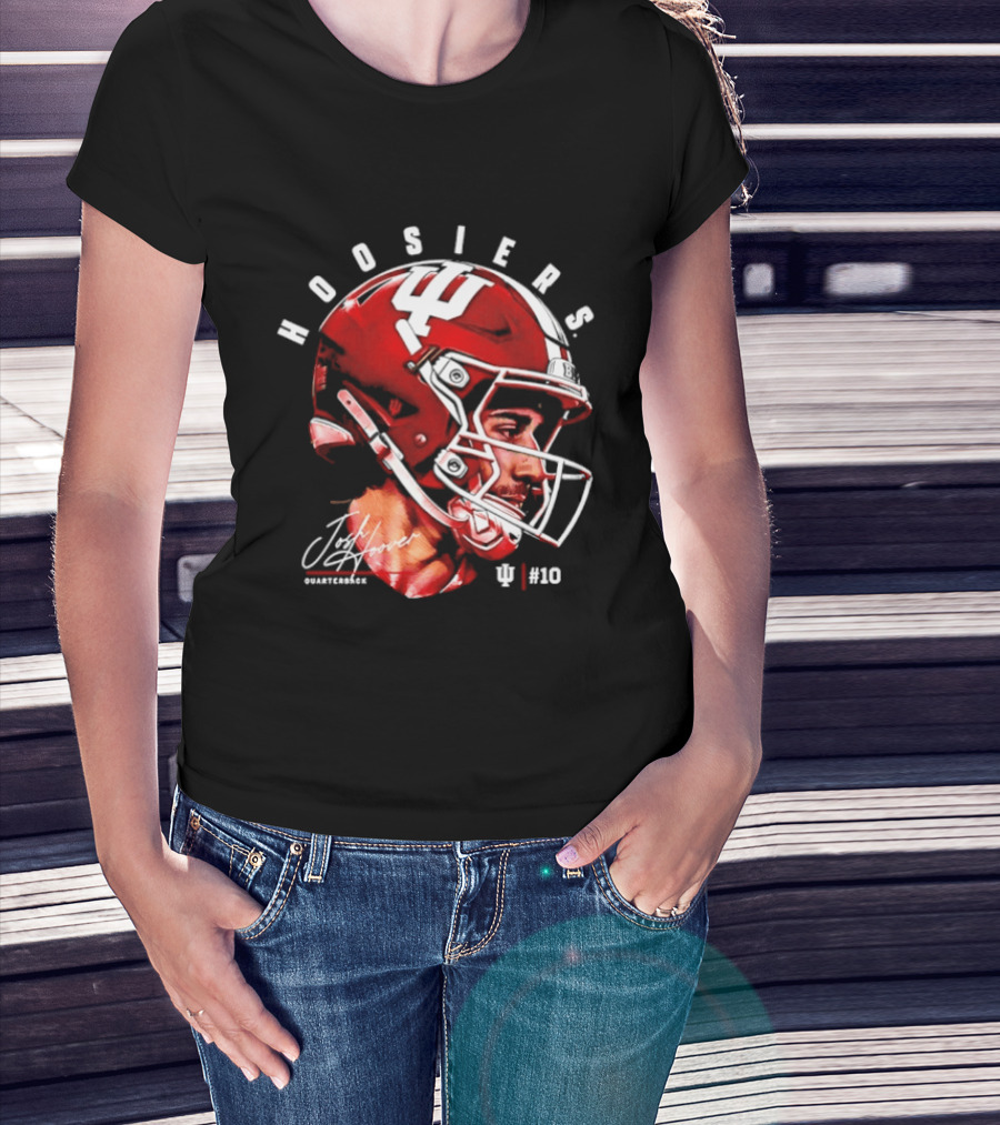 Josh Hoover 10 Indiana Hoosiers Football Helmet And Signature T-Shirt