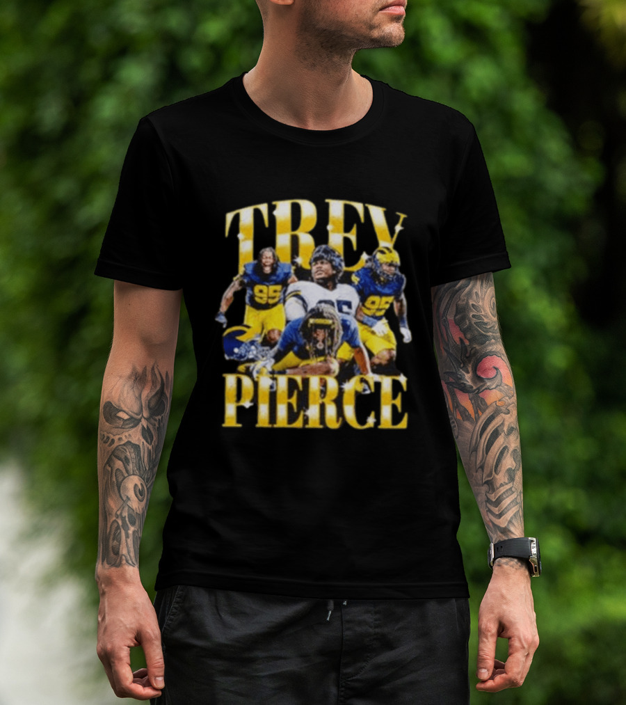 Trey Pierce Michigan Wolverines No 95 Football Collage T-Shirt