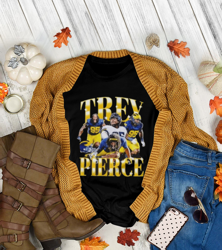 Trey Pierce Michigan Wolverines No 95 Football Collage T-Shirt