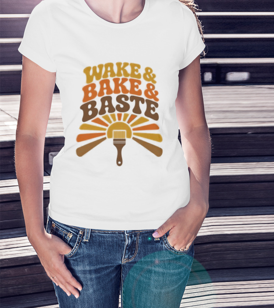 Wake And Bake And Baste With Sunrise Spatula Cooking T-Shirt