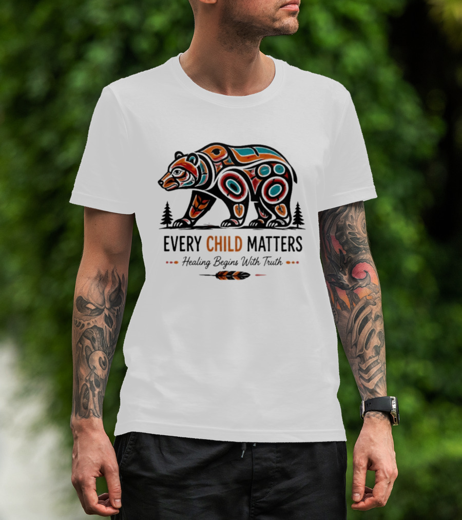 Every Child Matters Bear Healing Begins With Truth Indigenous T-Shirt