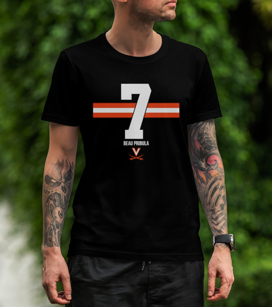 Beau Pribula 7 Virginia Cavaliers NCAA Football Number Seven T-Shirt
