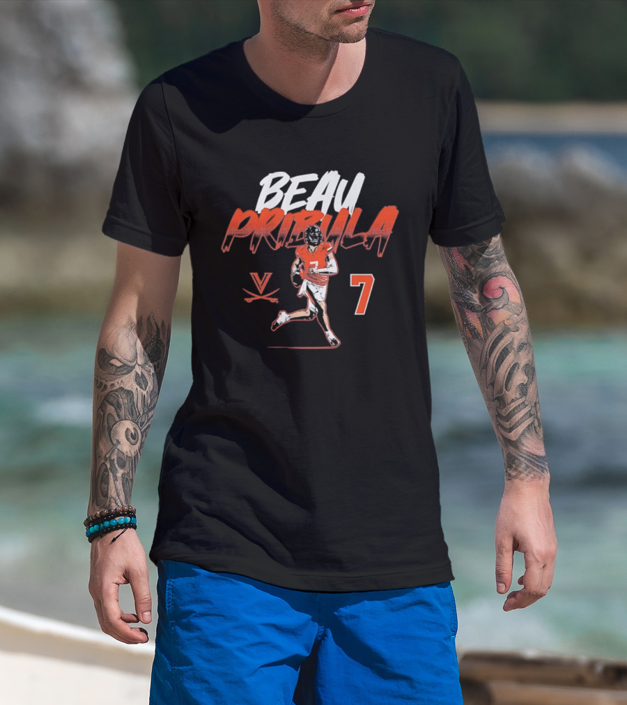 Beau Pribula 7 Virginia Cavaliers NCAA Football T-Shirt