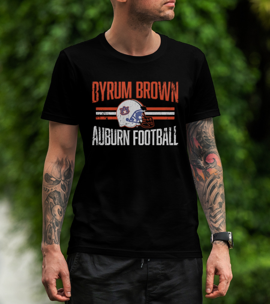 Byrum Brown Auburn Football NCAA Tigers Helmet Hero T-Shirt