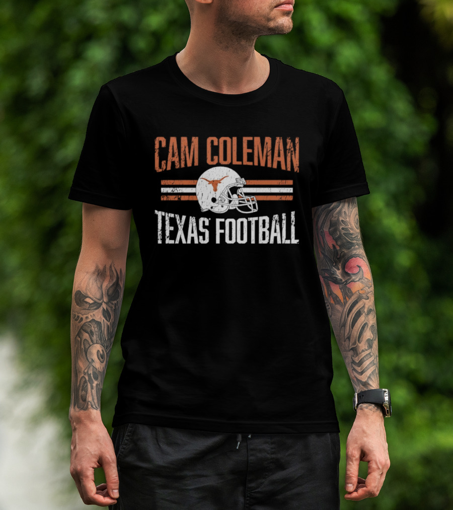 Cam Coleman Texas Longhorns NCAA Football Helmet Hero Texas Football T-Shirt