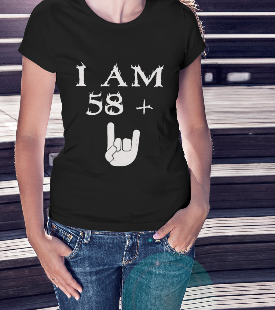 I Am 58 Plus Rock Hand Gesture T-Shirt
