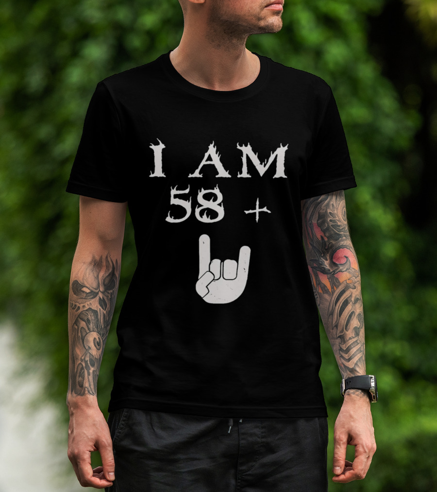 I Am 58 Plus Rock Hand Gesture T-Shirt
