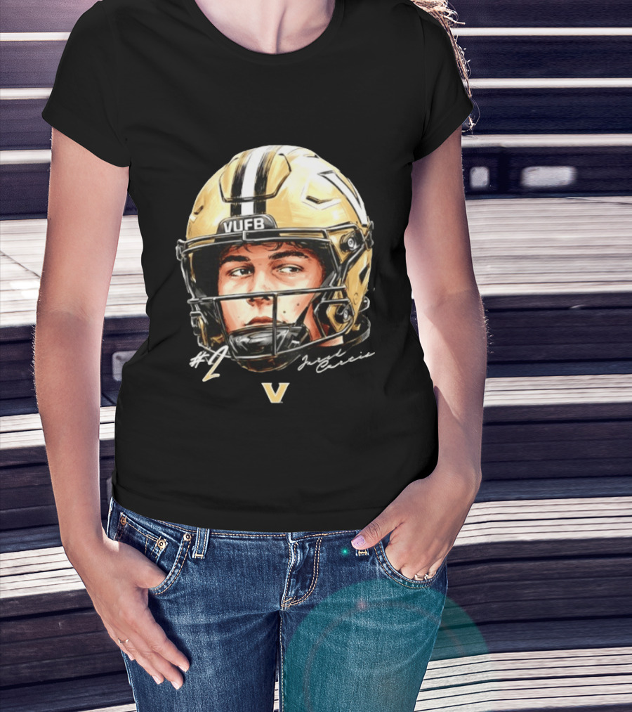 Jared Curtis 2 VUFB Vanderbilt Football Helmet T-Shirt