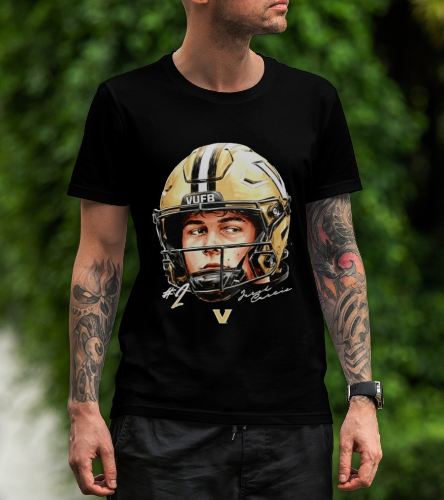 Jared Curtis 2 VUFB Vanderbilt Football Helmet T-Shirt