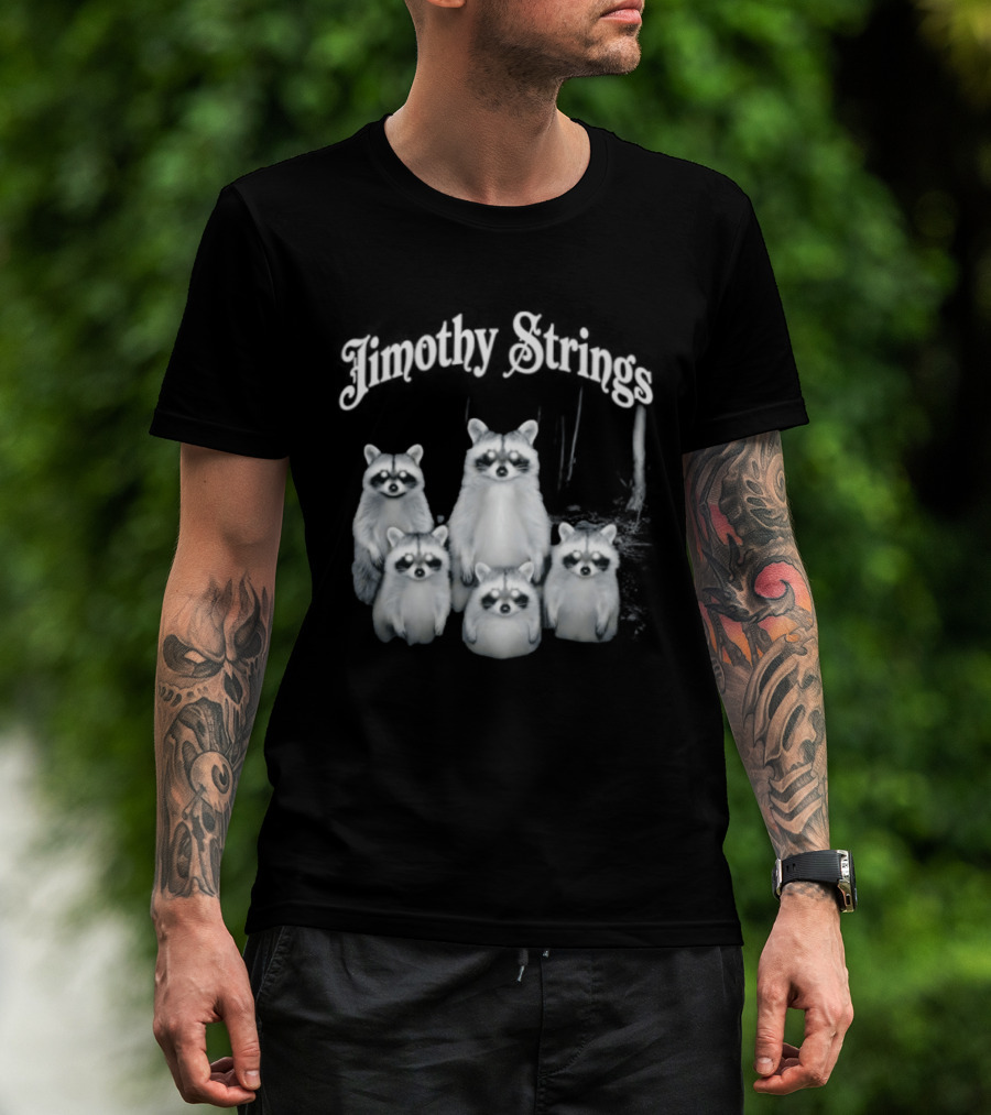 Jimothy Strings Cute Raccoon Family T-Shirt