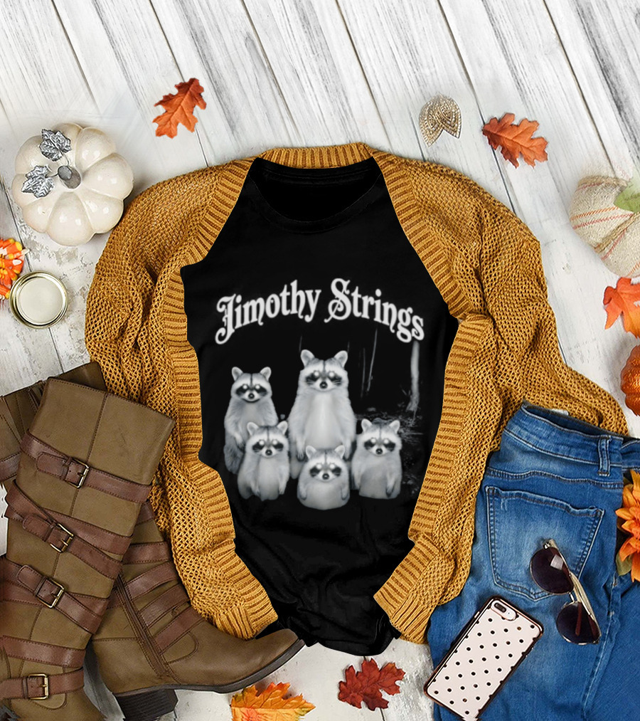 Jimothy Strings Cute Raccoon Family T-Shirt