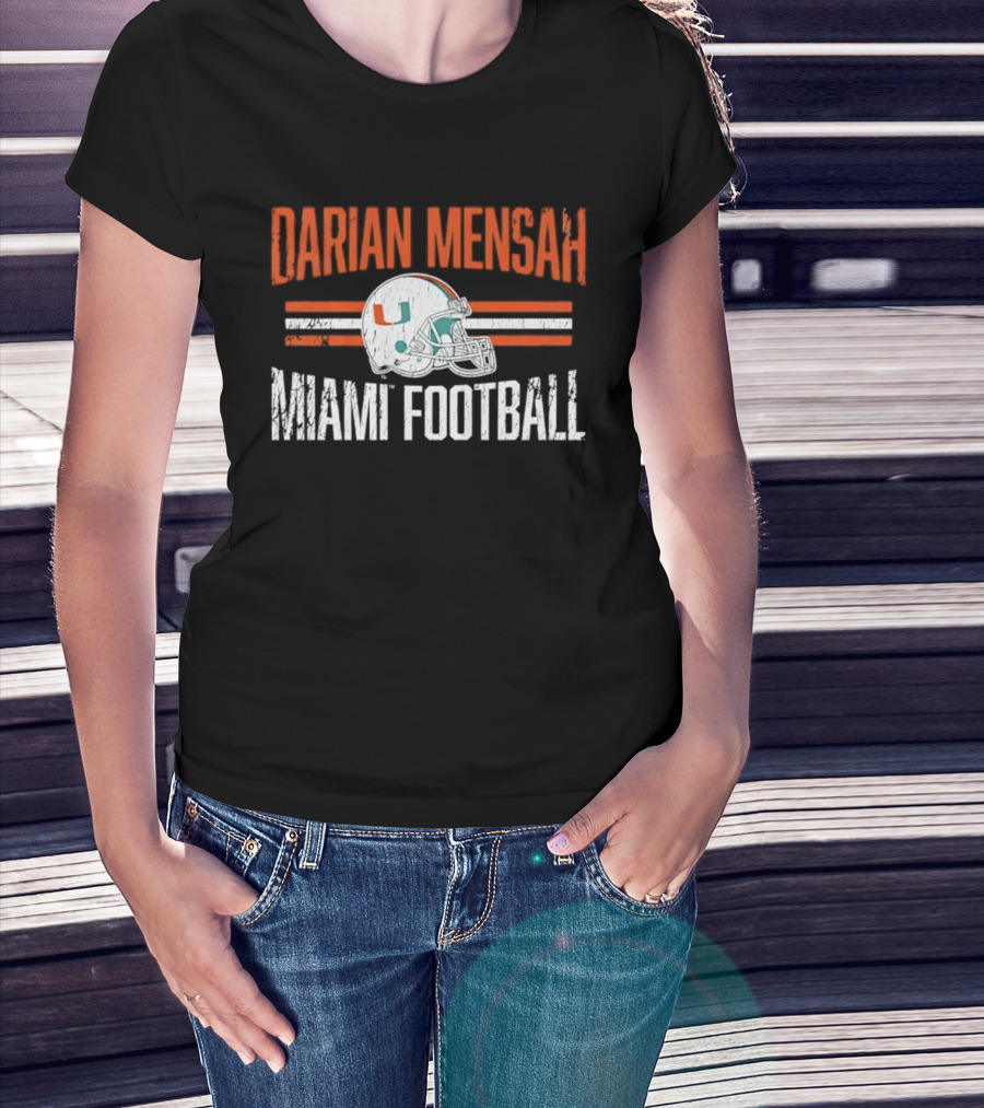 Darian Mensah Miami Football NCAA Hurricanes Helmet Hero T-Shirt