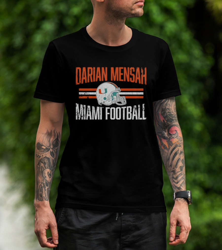 Darian Mensah Miami Football NCAA Hurricanes Helmet Hero T-Shirt