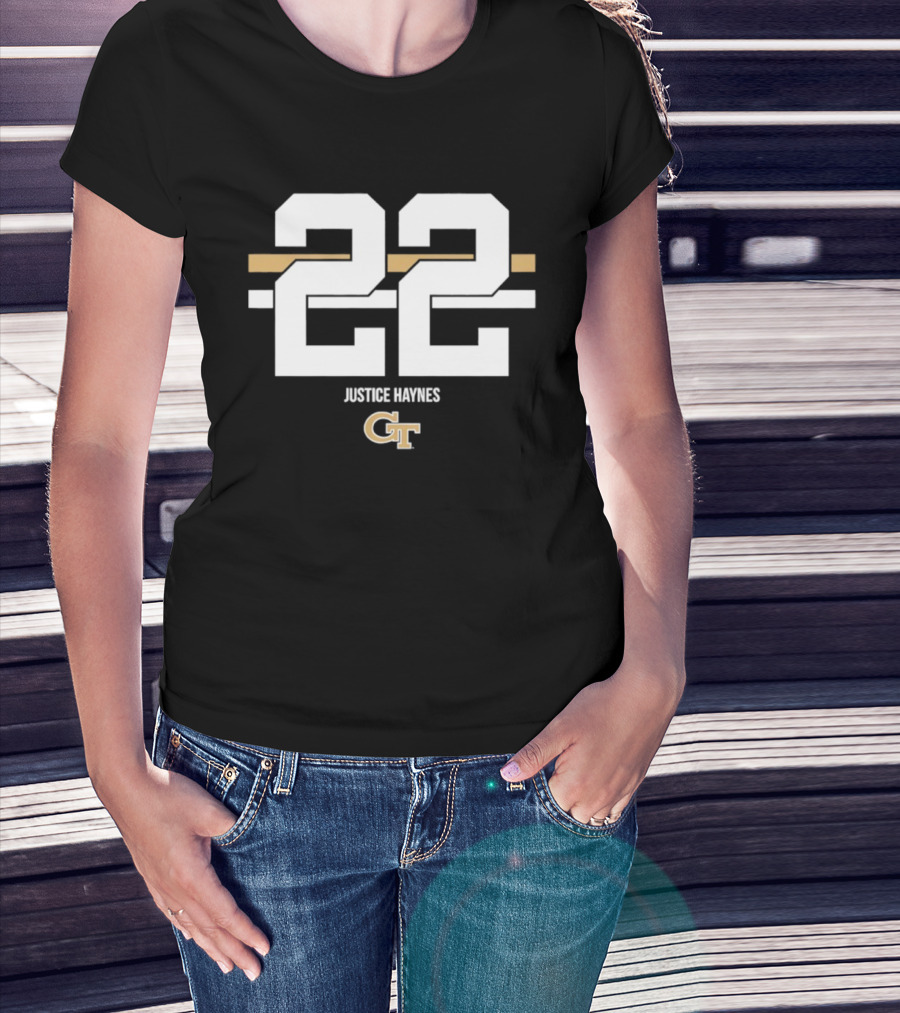 Justice Haynes 22 Georgia Tech GT NCAA Football T-Shirt