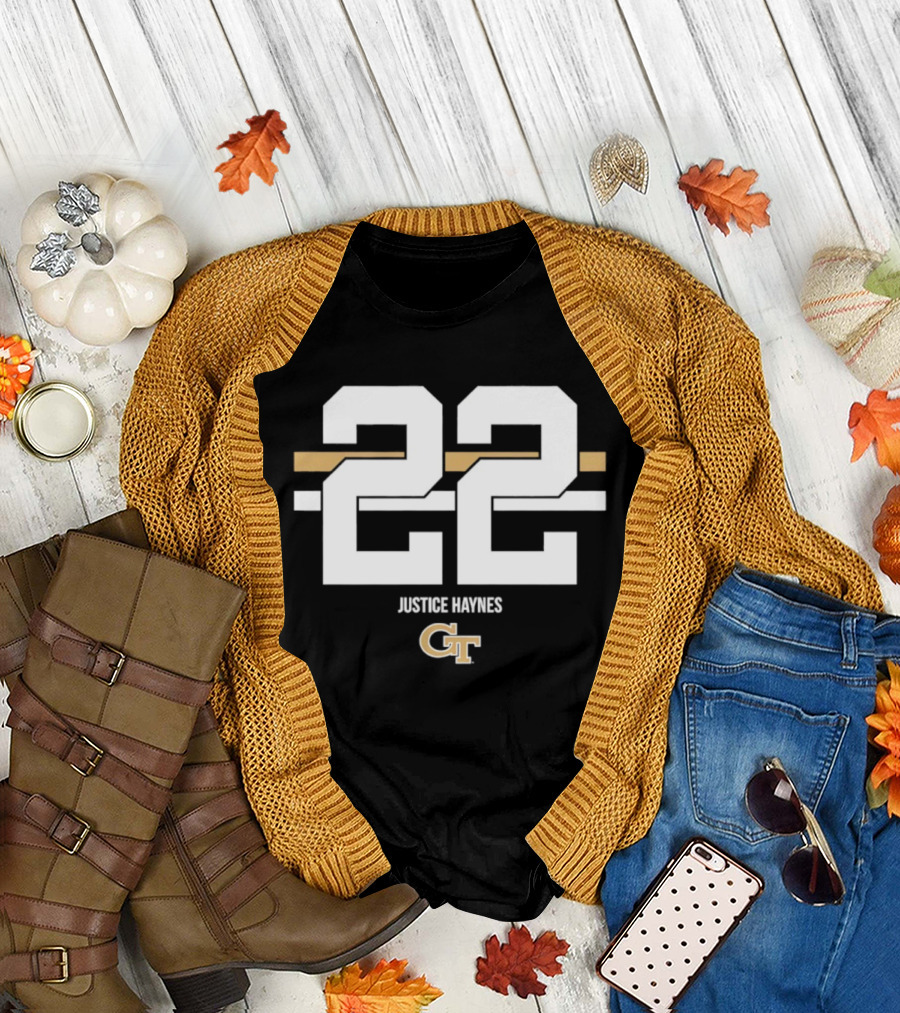 Justice Haynes 22 Georgia Tech GT NCAA Football T-Shirt