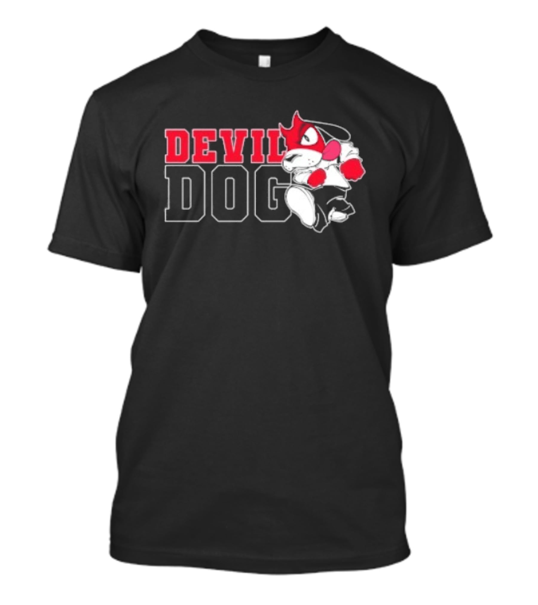 Devil Dog Cartoon Red And White T-Shirt