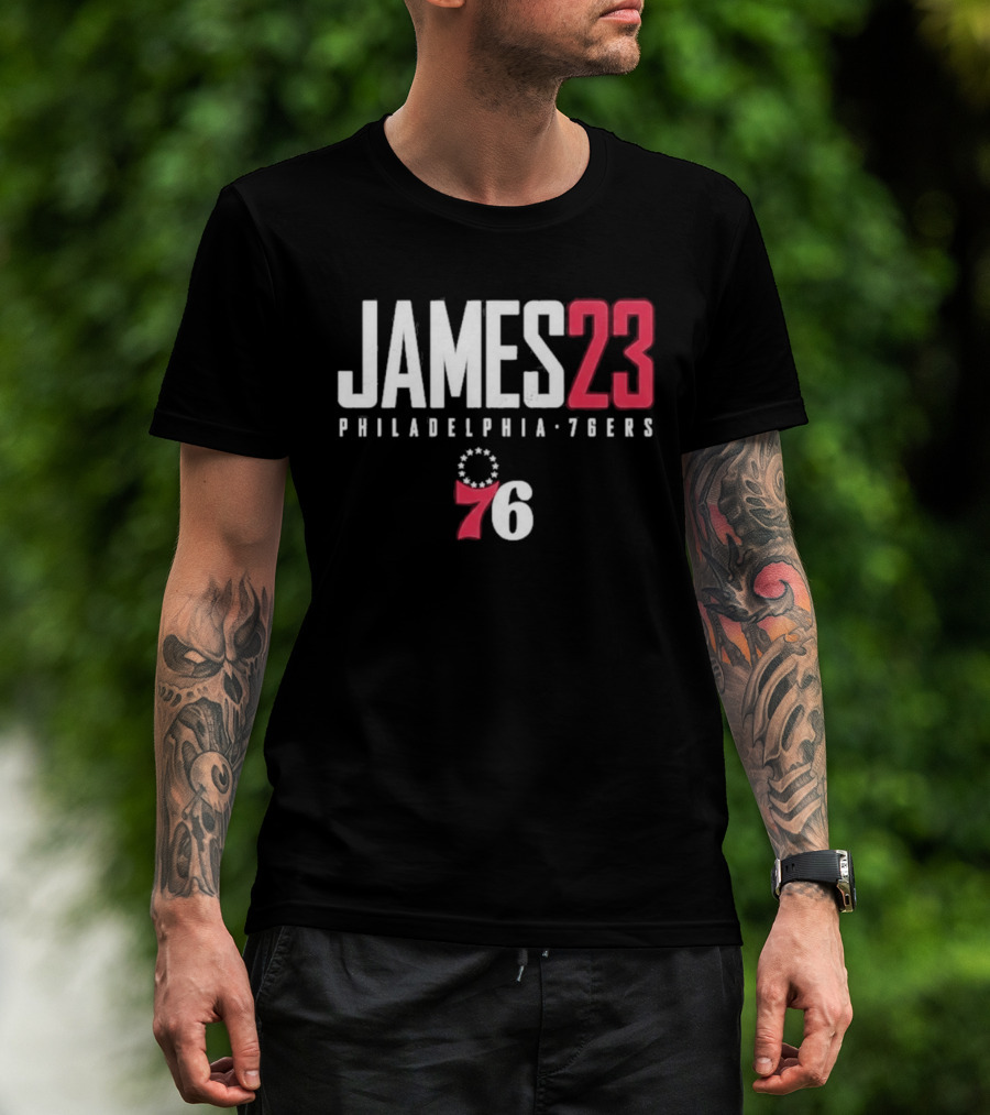 LeBron James 23 Philadelphia 76ers Distressed NBA Jersey T-Shirt