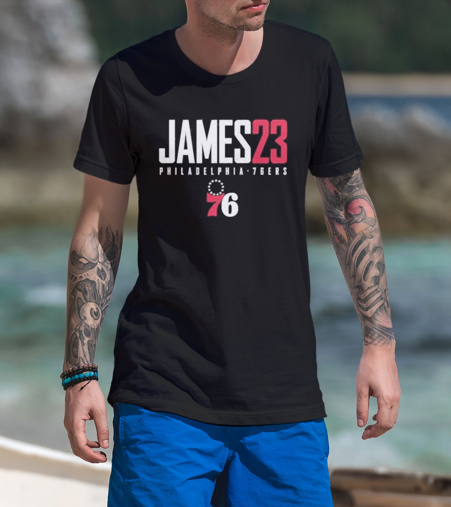 LeBron James 23 Philadelphia 76ers Distressed NBA Jersey T-Shirt