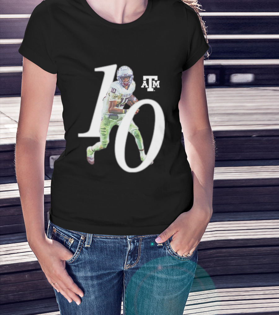 Texas A&M Aggies Marcel Reed 10 Football Player Action Pose T-Shirt