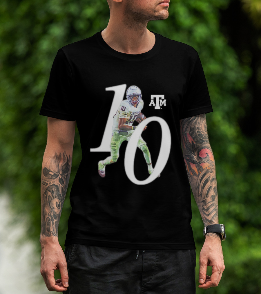 Texas A&M Aggies Marcel Reed 10 Football Player Action Pose T-Shirt