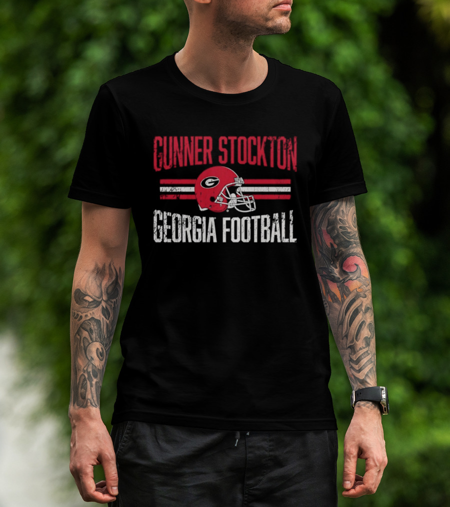 Gunner Stockton Georgia Football Helmet UGA Bulldogs NCAA T-Shirt