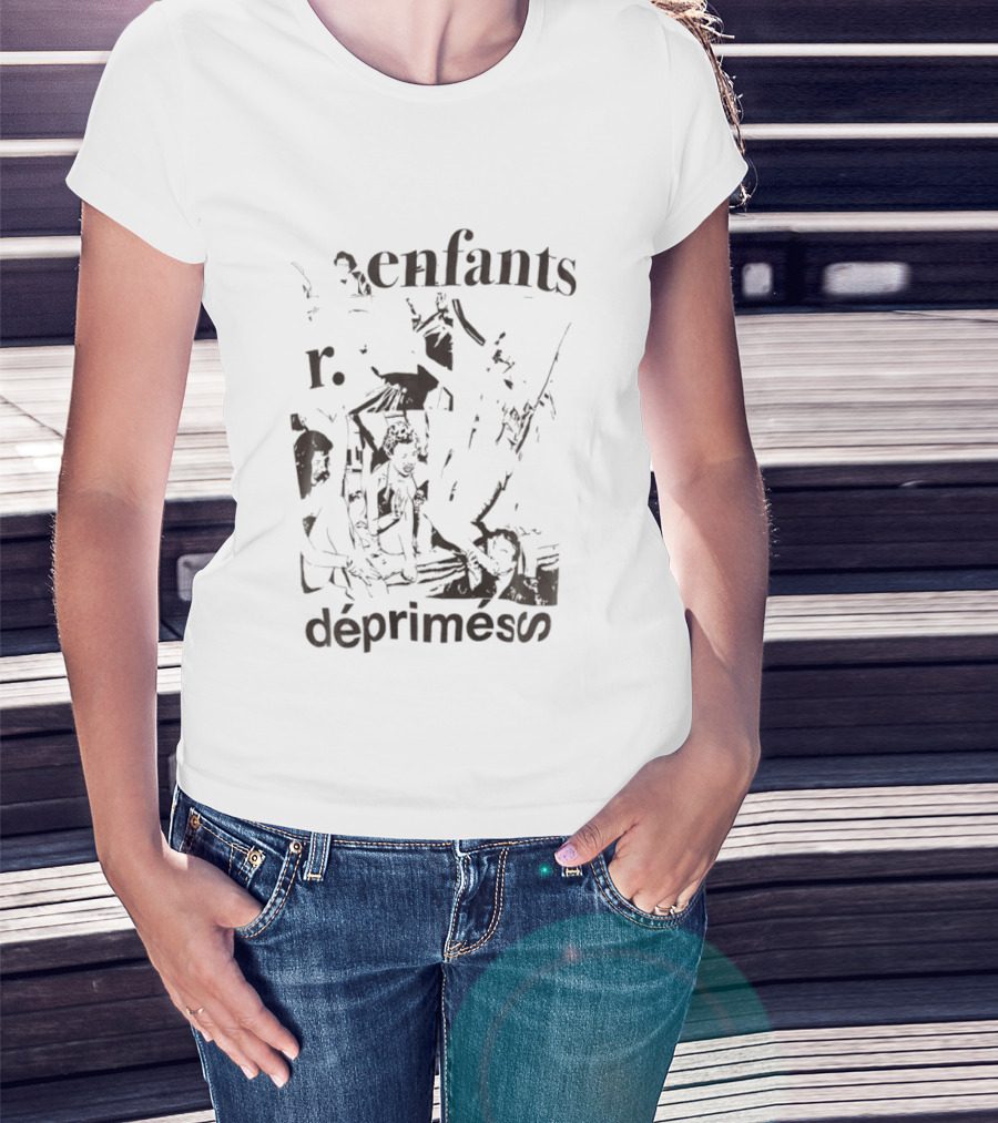 Enfants R Deprimes Monochrome Sketch Print T-Shirt