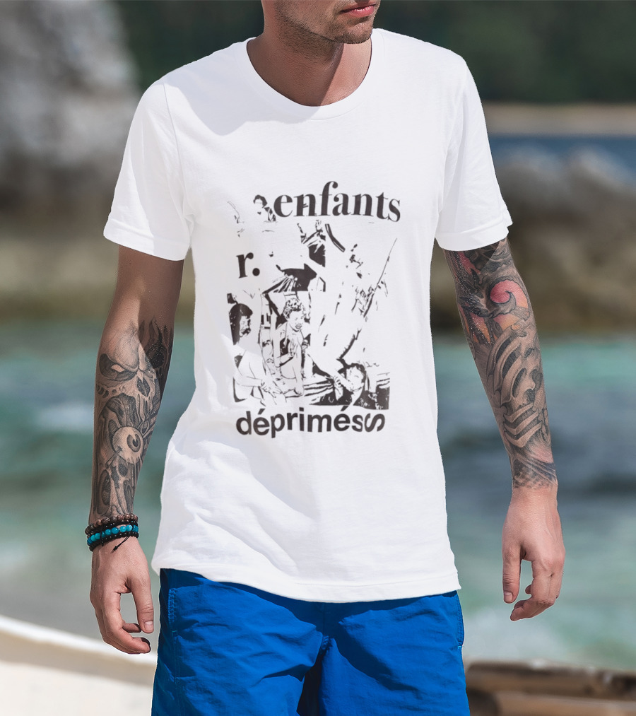 Enfants R Deprimes Monochrome Sketch Print T-Shirt
