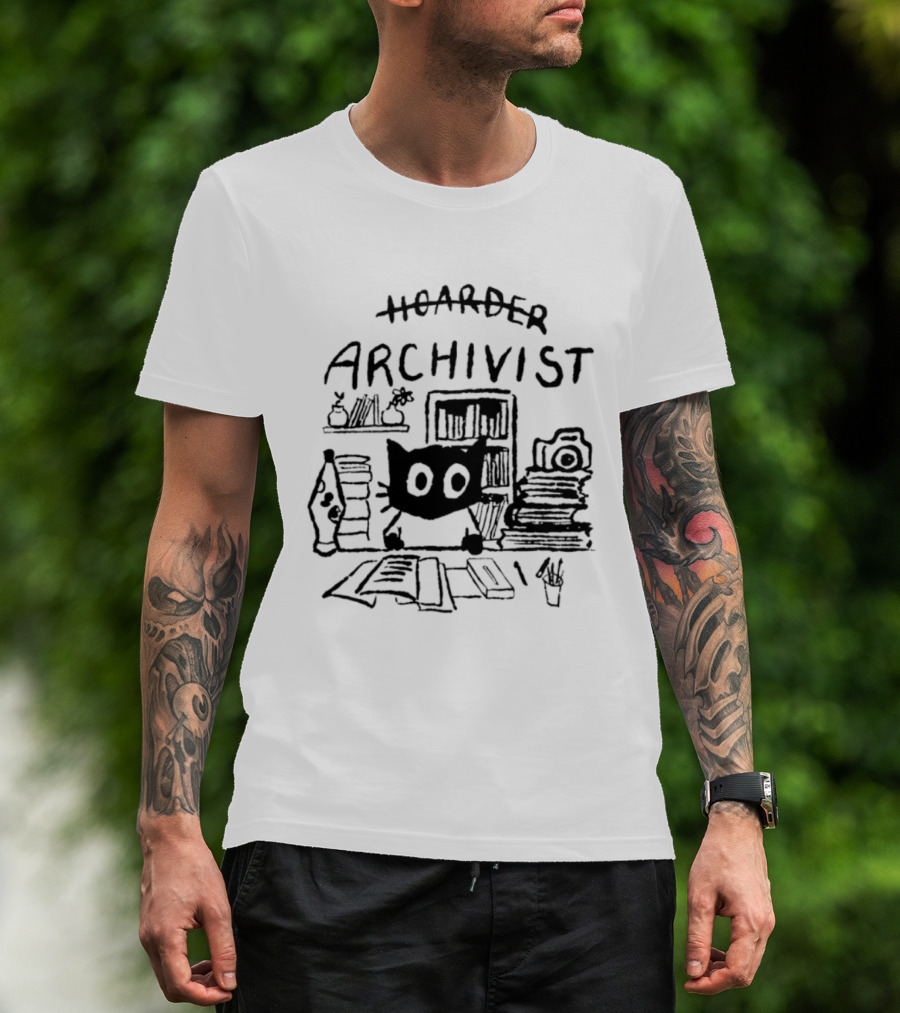 Cat Hoarder Archivist Bookworm Librarian T-Shirt