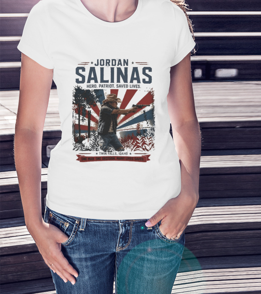 Jordan Salinas Hero Patriot Saved Lives Twin Falls Idaho T-Shirt