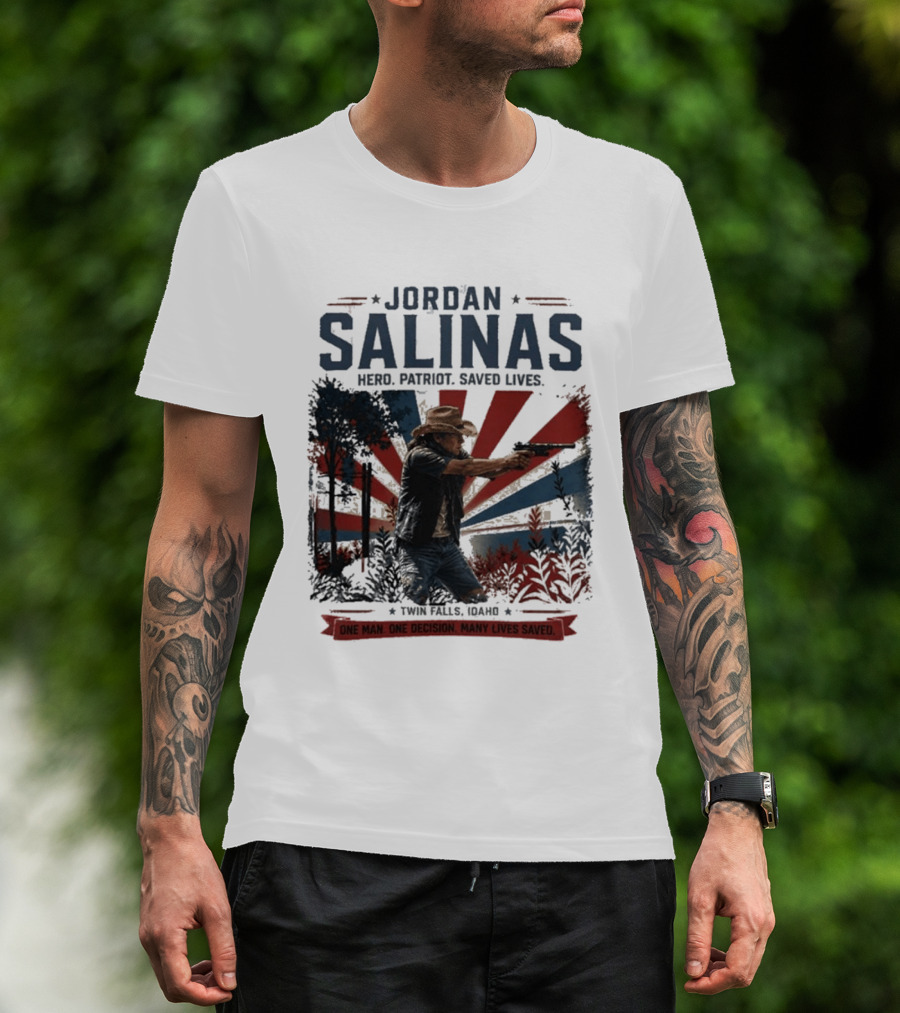 Jordan Salinas Hero Patriot Saved Lives Twin Falls Idaho T-Shirt