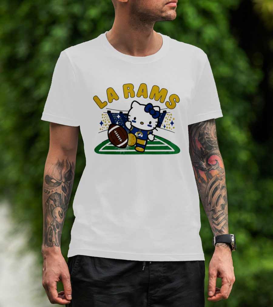 LA Rams Hello Kitty Football Kicking Stadium Scene T-Shirt