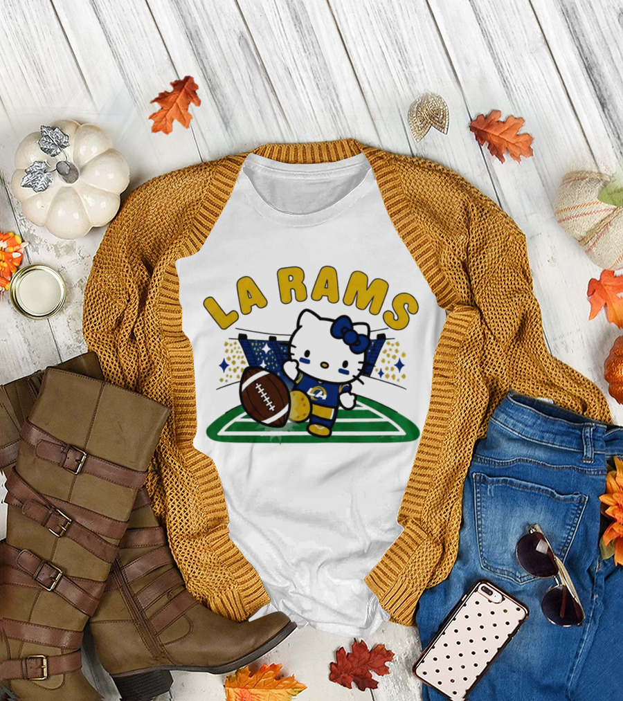 LA Rams Hello Kitty Football Kicking Stadium Scene T-Shirt