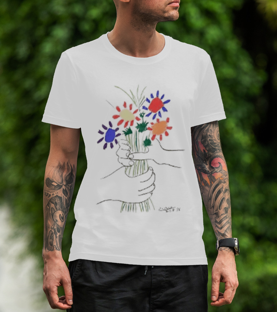 PEACE FOR ALL Uniqlo Tom Mayo Woodman Pablo Picasso Flower T-Shirt