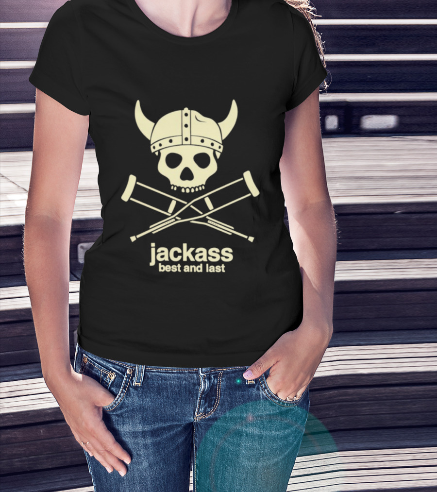 Jackass Best And Last Viking Skull With Crutches T-Shirt