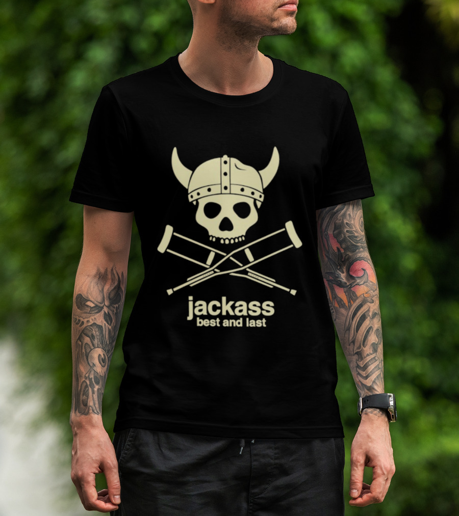 Jackass Best And Last Viking Skull With Crutches T-Shirt