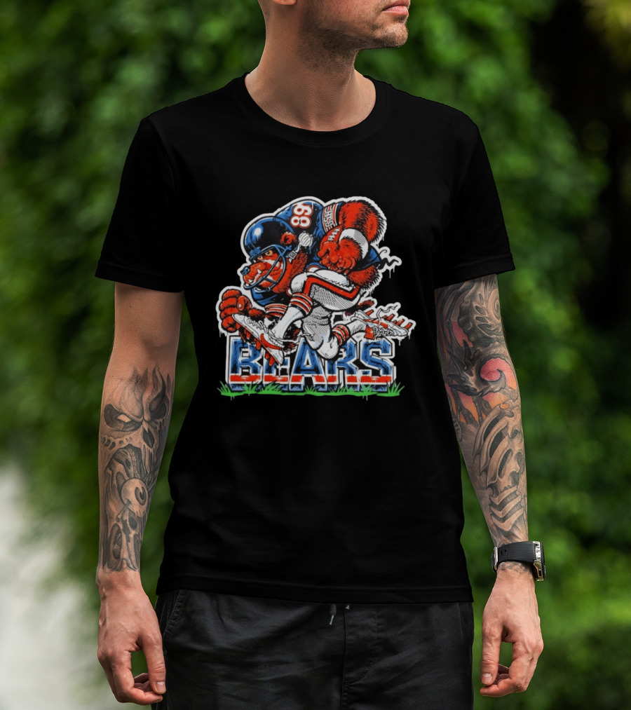 Mike Ditka 89 Chicago Bears Football Bear Fierce Cartoon Helmet T-Shirt
