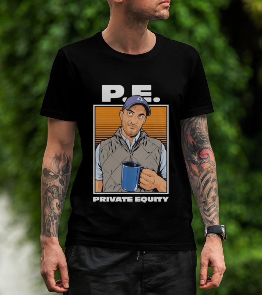 P.E. Guy Holding Coffee In Vest And Cap T-Shirt