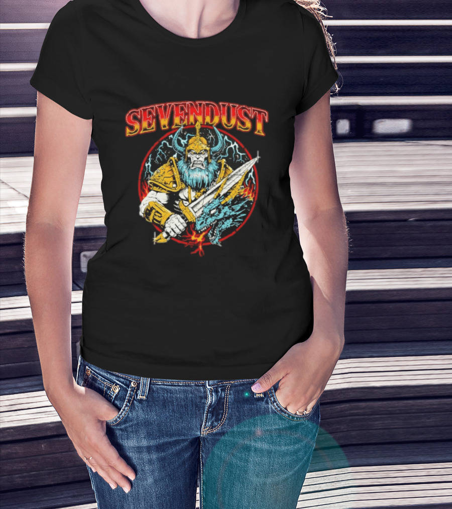 Sevendust Viking Warrior Dragon Battle Axe Power T-Shirt