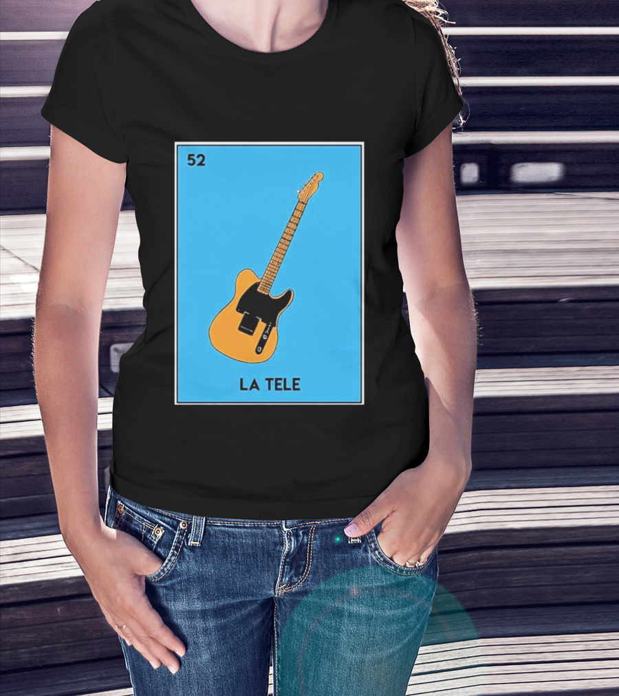 Jeff Garlin La Tele 52 Guitar Image With Number On Blue T-Shirt
