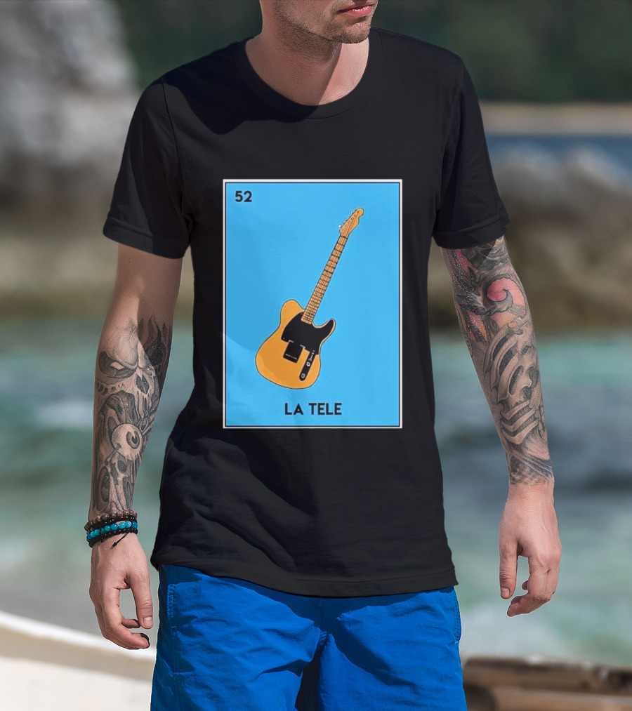 Jeff Garlin La Tele 52 Guitar Image With Number On Blue T-Shirt